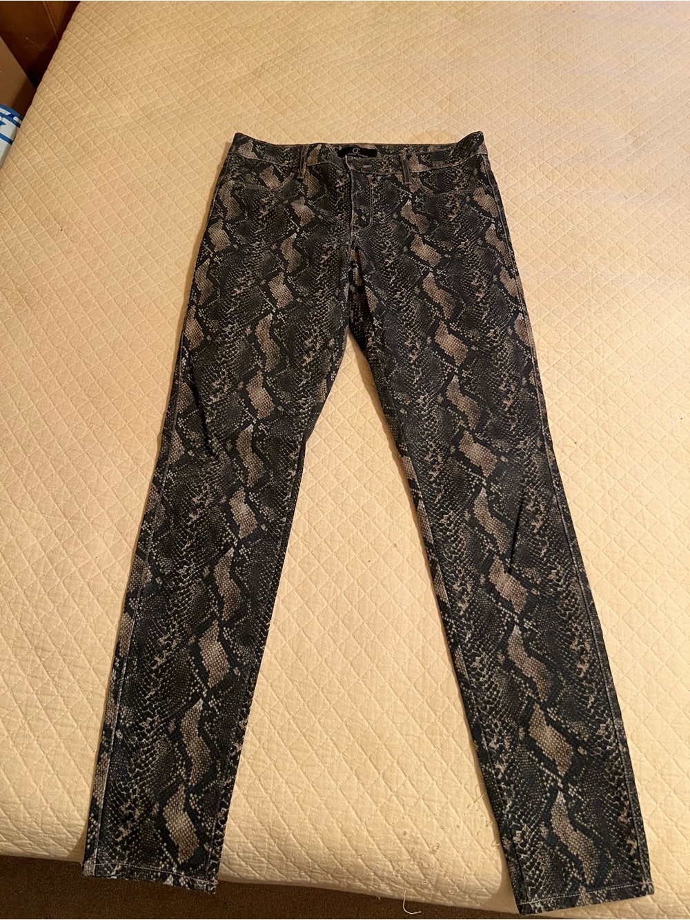 Straight Leg Snake-Print Pants - Black & Brown